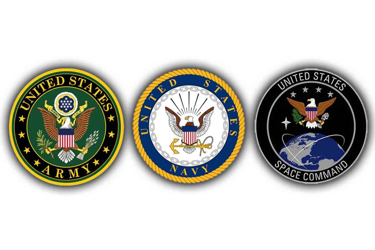 US Military Emblems Navy Army Space Command